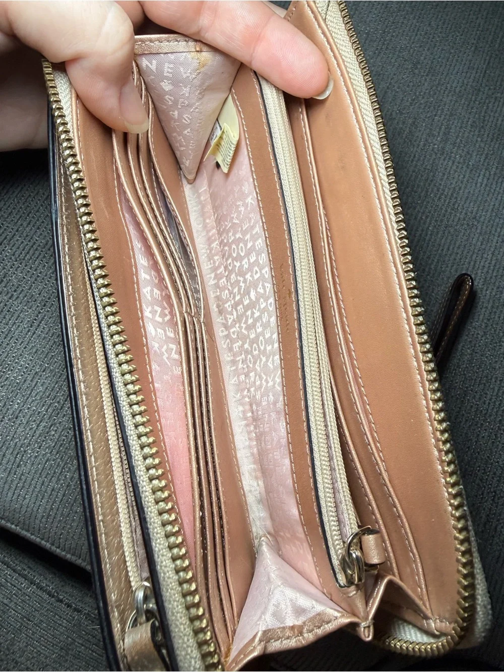 Kate spade Metallic Rose Gold Wristlet Wallet with Zip Closure